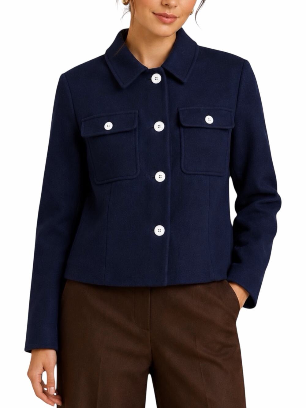 J. Crew Lady Jacket Italian Stadium Cloth Wool Blend Navy Blue Size 20